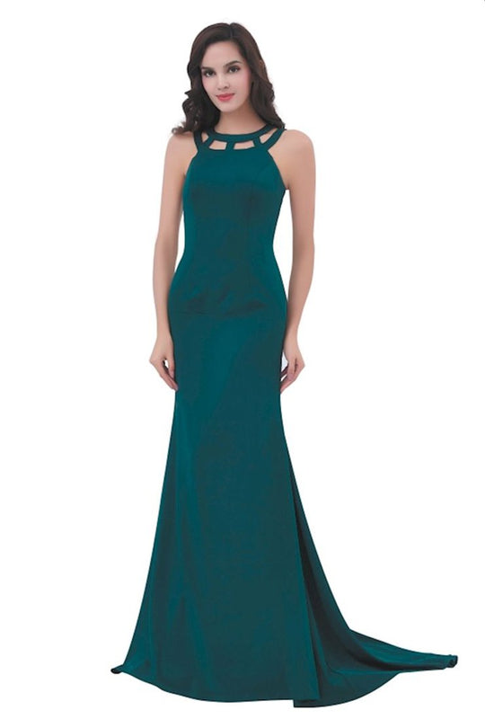Jadore - J11361 Long Cutout Halter Trumpet Gown In Green