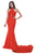 Jadore - J11363 Crisscross Paneled Halter Mermaid Gown In Red