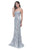 Jadore - J11365 Strapless Sequined Foliage Motif Gown In Silver