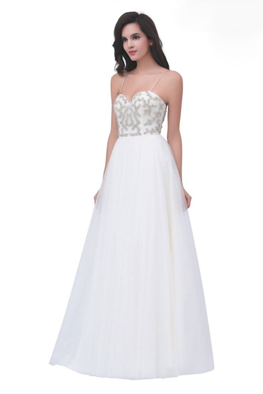 Jadore - J11367 Beaded Sweetheart Bodice A-Line Gown In White