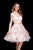 Jadore - J12007 Two-Piece Off Shoulder Floral Embroidered Short Dress In Pink