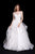 Jadore - J12008 Surplice Bodice Cascade Trimmed Ballgown In White