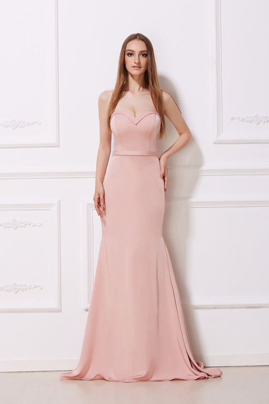 Jadore - J12013 Strapless Fold-Trimmed Long Trumpet Gown In Pink