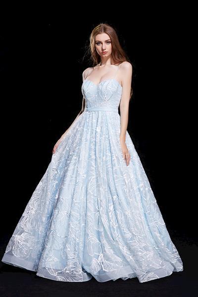 Jadore - J12015 Lace Sweetheart Tulle Ballgown In Blue