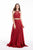 Jadore - J12020 Two-Piece Beaded Illusion Halter High Slit Gown In Red