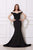 Jadore - J12031 Lace Off-Shoulder Neoprene Mermaid Dress In Black
