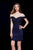 Jadore - J12032 Lace Off-Shoulder Fitted Dress In Blue