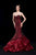 Jadore - J12035 Strapless Rosette Motif Ruffled Mermaid Gown In Red