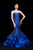 Jadore - J12035 Strapless Rosette Motif Ruffled Mermaid Gown In Blue