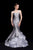 Jadore - J12035 Strapless Rosette Motif Ruffled Mermaid Gown In Silver and Gray
