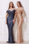 Jadore - J12039 Sequined Off-Shoulder Sheath Gown In Blue and Gold
