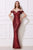 Jadore - J12039 Sequined Off-Shoulder Sheath Gown In Red