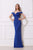 Jadore - J12040 Seamed Off-Shoulder Sheath Dress In Blue
