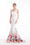 Jadore - J12046 Two Piece Floral Print Mermaid Dress In White
