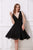 Jadore - J12053 Lace Deep V-neck A-line Cocktail Dress In Black