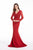 Jadore - J12064 Lace Embellished V-Neck Mermaid Gown In Red