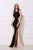 Jadore - J12077 Scoop Trumpet Dress with Slit In Black and Nude