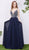 Jadore - J13059 Beaded Plunging V-Neck A-Line Dress In Blue