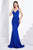 Jadore - J14013 Embellished Plunging V-neck Mikado A-line Dress In Blue