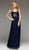 Jadore - J2038 Applique Ruched Chiffon A-line Dress In Blue