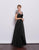 Jadore - J3053 Jeweled Short Sleeve Crisscross Long Dress In Black