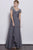 Jadore - J3053 Jeweled Short Sleeve Crisscross Long Dress In Gray