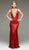 Jadore - J4023 Sequined Deep V-neck Trumpet Dress With Train In Red