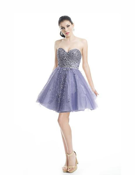 Jadore - J5056 Strapless Beaded Sweetheart A-line Dress In Purple