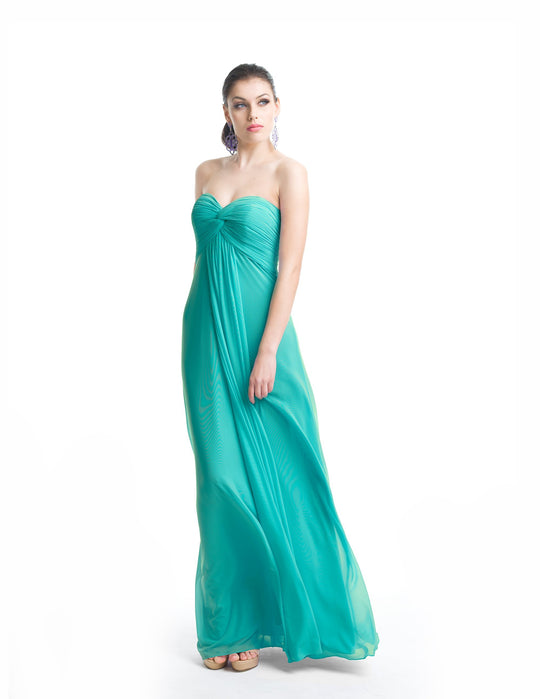Jadore - J5082 Strapless Knot Accented Empire Long Gown In Green