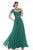 Jadore - J6068 Draped Jeweled Empire Waist Long Dress In Green