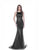 Jadore - J7064 Plunging Back Sequined Trumpet Gown In Black
