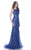 Jadore - J7064 Plunging Back Sequined Trumpet Gown In Blue