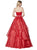 Cinderella Divine - J774 Embellished Strapless Striped Ballgown In Red