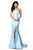 Sherri Hill - 51671 Strapless Taffeta Long Mermaid Dress With Train In Blue