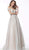 Jovani - 60698 Embroidered Plunging Off-Shoulder Ballgown In Neutral