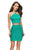 La Femme - 26630 Two Piece Halter Style Short Satin Party Dress in Green