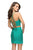 La Femme - 26630 Two Piece Halter Style Short Satin Party Dress in Green