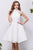 Jadore - J13083 High Halter Bow A-Line Cocktail Dress In White