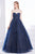 Jadore - J14016 Embellished Plunging V-neck Mikado A-line Dress In Blue