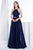 Jadore - J14039 Embellished Plunging V-neck Mikado A-line Dress In Blue