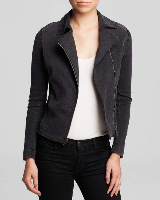 James Jeans- Moto Denim Jacket in Slate in Black