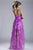 Janique N3389 High-Low Strapless Straight Tulle And Feather Dress in Purple