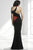 Janique K6420 - Two-Tone V-Neck Halter Ruched Evening Dress  in Black and Red