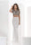 Jasz Couture - Floral Ornate Illusion Gown 5603 in White and Gray