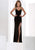 Jasz Couture - Sleeveless Long Dress with Slit 5604 in Black and Gold