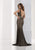 Jasz Couture - Deep V-Neck Trumpet Dress 5643 in Black and Neutral
