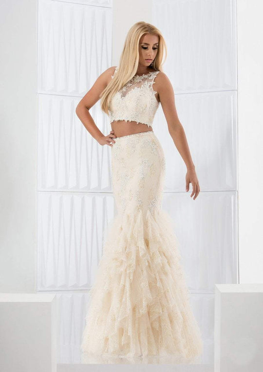 Jasz Couture - Lace Two Piece Mermaid Gown 5719 in Neutral