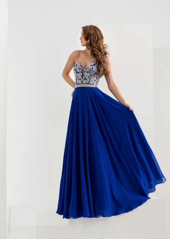 Jasz Couture - Embellished Sweetheart A-line Dress 5748 in Blue