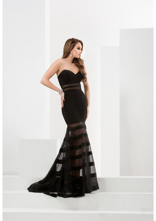 Sweetheart Sheer Mermaid Dress in Black.