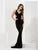 Jasz Couture - V Neck Cut Outs Long Dress 5802 in Black